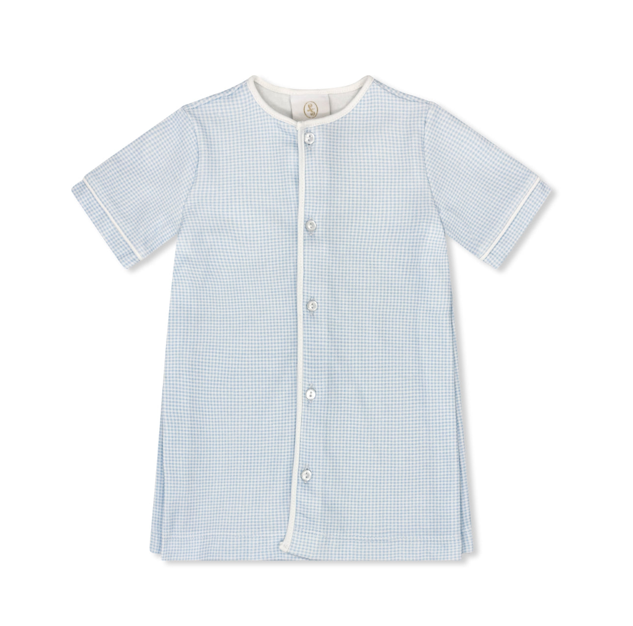 Welcome Little One Daygown - Baby Blue Minigingham Knit