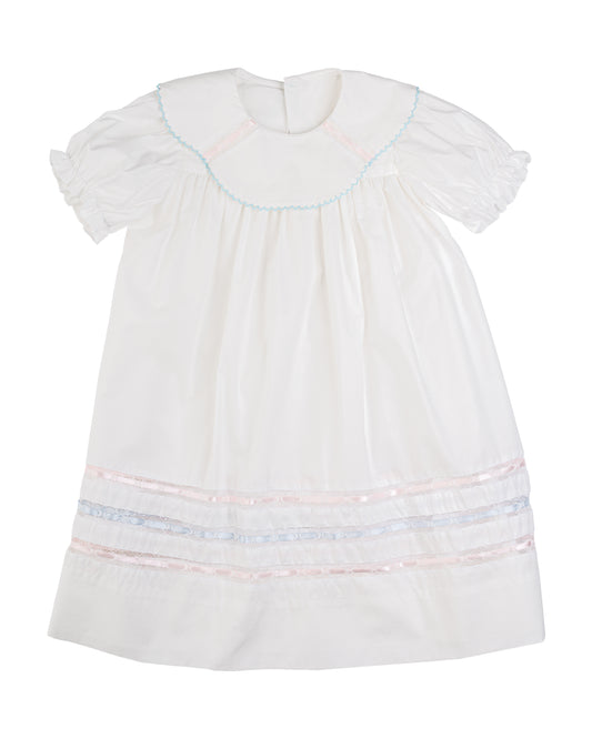 Donahue Dress - White,Blue, Pink