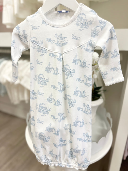 Nella Blue Toile Baby Gown