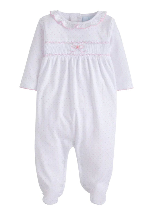 Little English Bow Smocked Footie