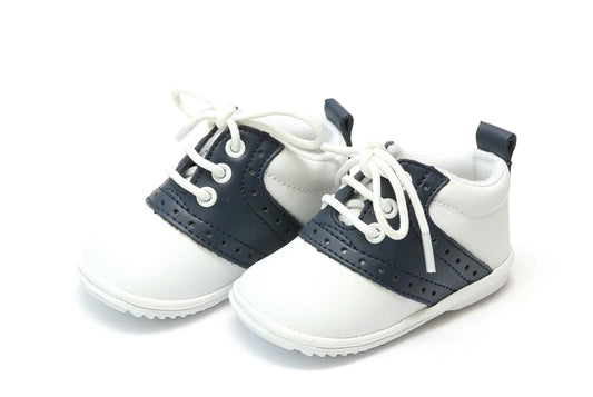 Austin Beige Leather Saddle Oxford Shoe (Baby) - White/Navy