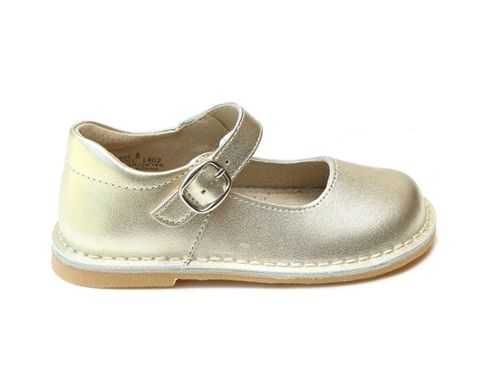 Grace Leather School Mary Jane -  Gold