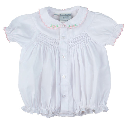 White/Pink Smocked Bubble
