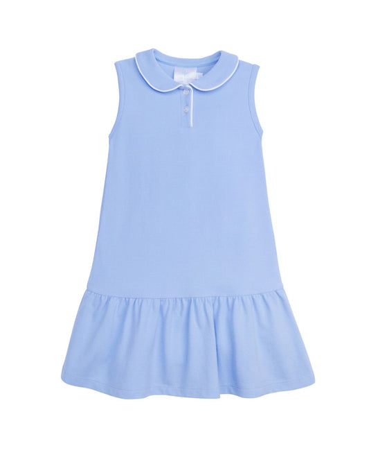 Sleeveless Polo Dress-Light blue