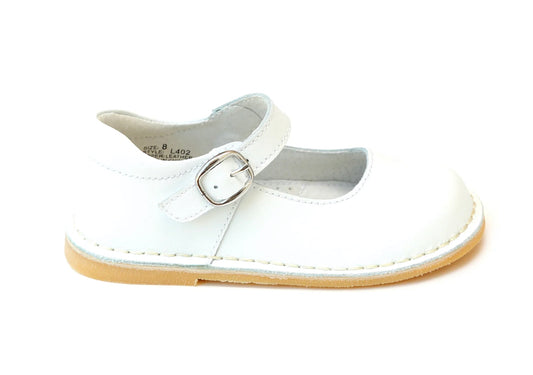 Grace Leather School Mary Jane -  White