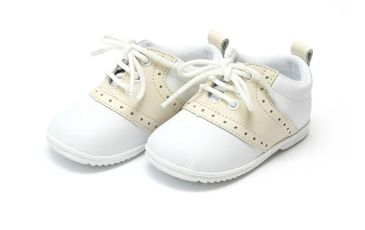 Austin Beige Leather Saddle Oxford Shoe (Baby) - white/beige