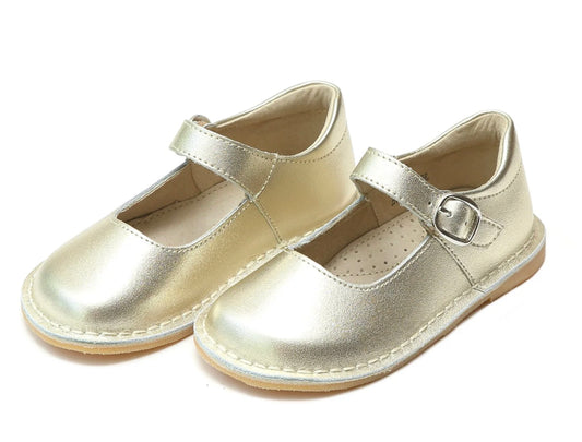 Grace Leather School Mary Jane -  Gold