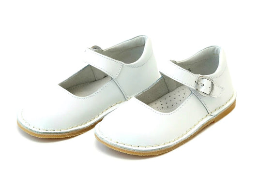 Grace Leather School Mary Jane -  White