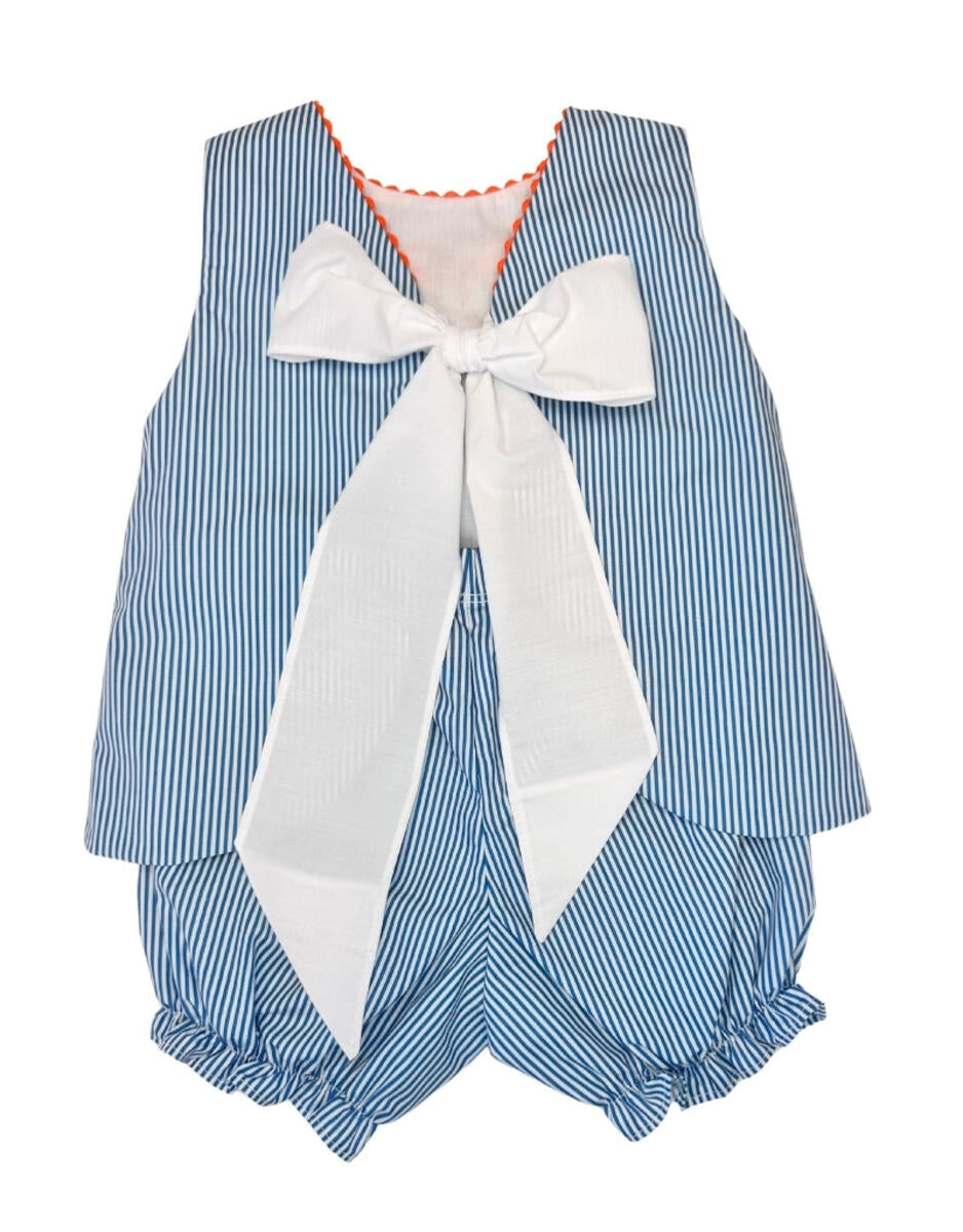 Navy Tiger Ric Rac Bow Bloomer Set