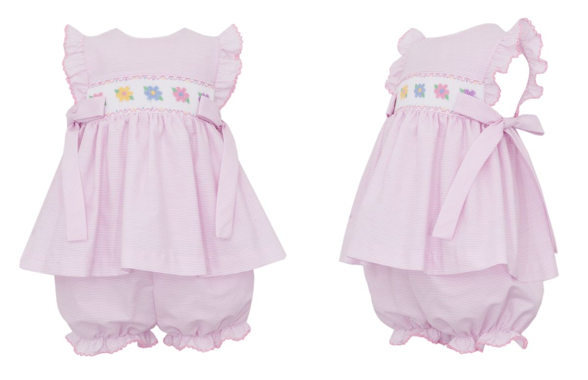 Pink Flower Side Tie Bloomer Set