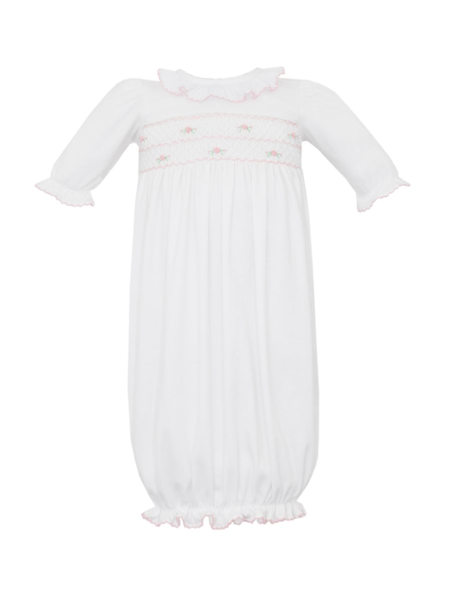 Gracie White Smocked Knit Gown