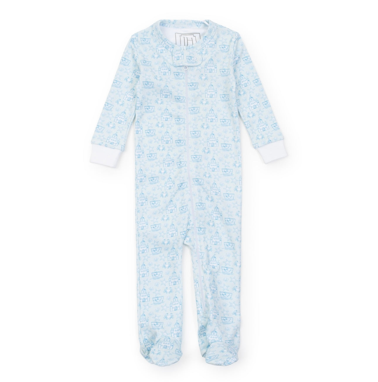 Parker Zip Up Jammies- Sandcastles Blue