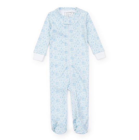 Parker Zip Up Jammies- Sandcastles Blue