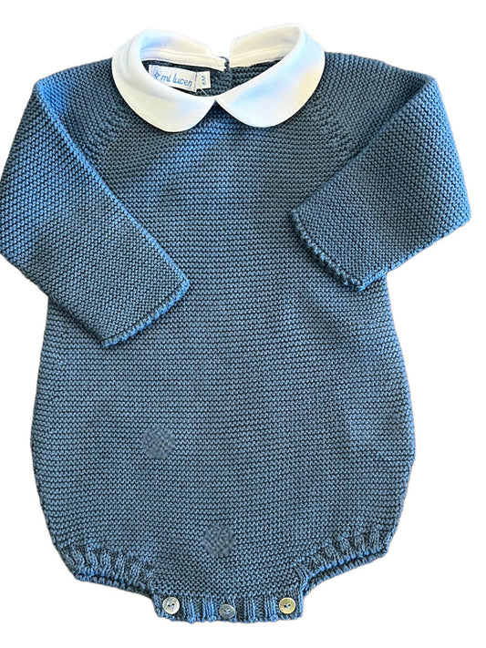 Garter Stitch Bubble with Collar-Steward Blue