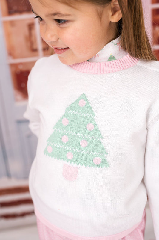 Cozy Up Sweater - Sterling White, Tree, Pink