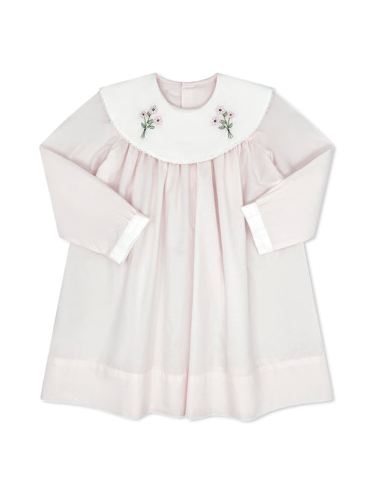 Sandra Longsleeve Dress-Blessings Pink Batiste with Flowers *ships 8/25*