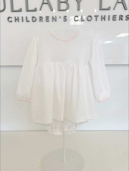 Squiggles-Pink Dot Onesie Dress