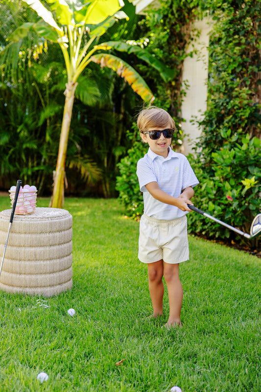 Prim and Proper Polo SS-Pima Buckhead Blue Stripe/Seaside Sunny Yellow