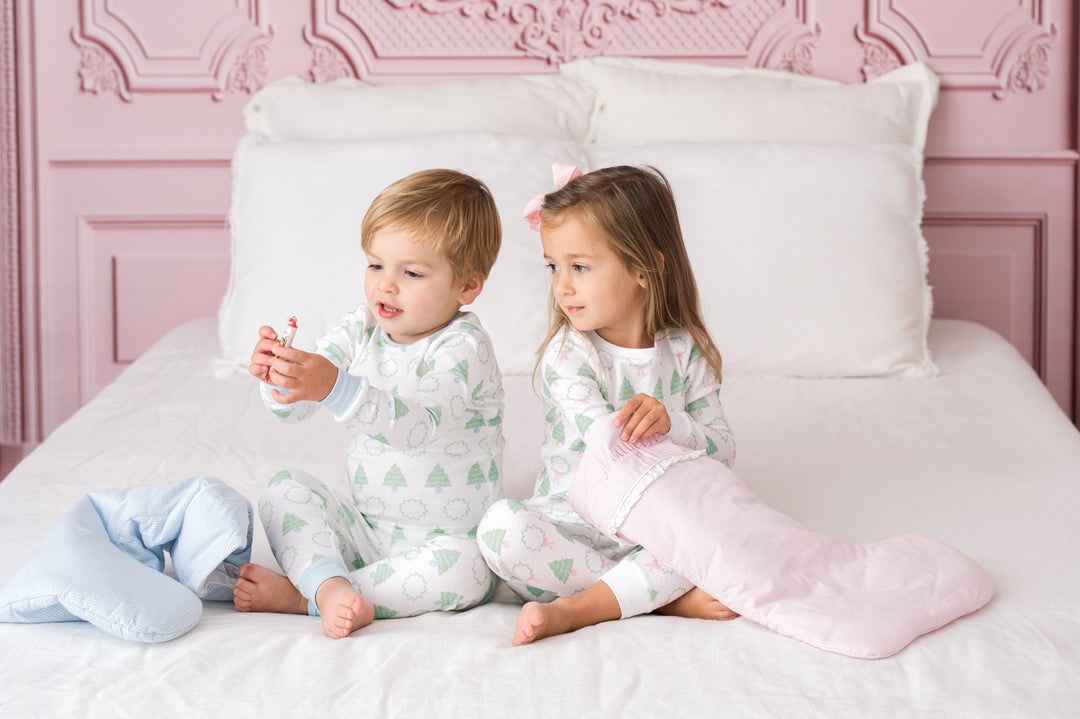 Sweet Pea PJ Set - Oh Christmas Tree, Park Blue