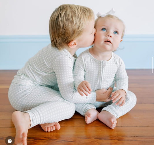 Sleep Romper-Mint Gingham