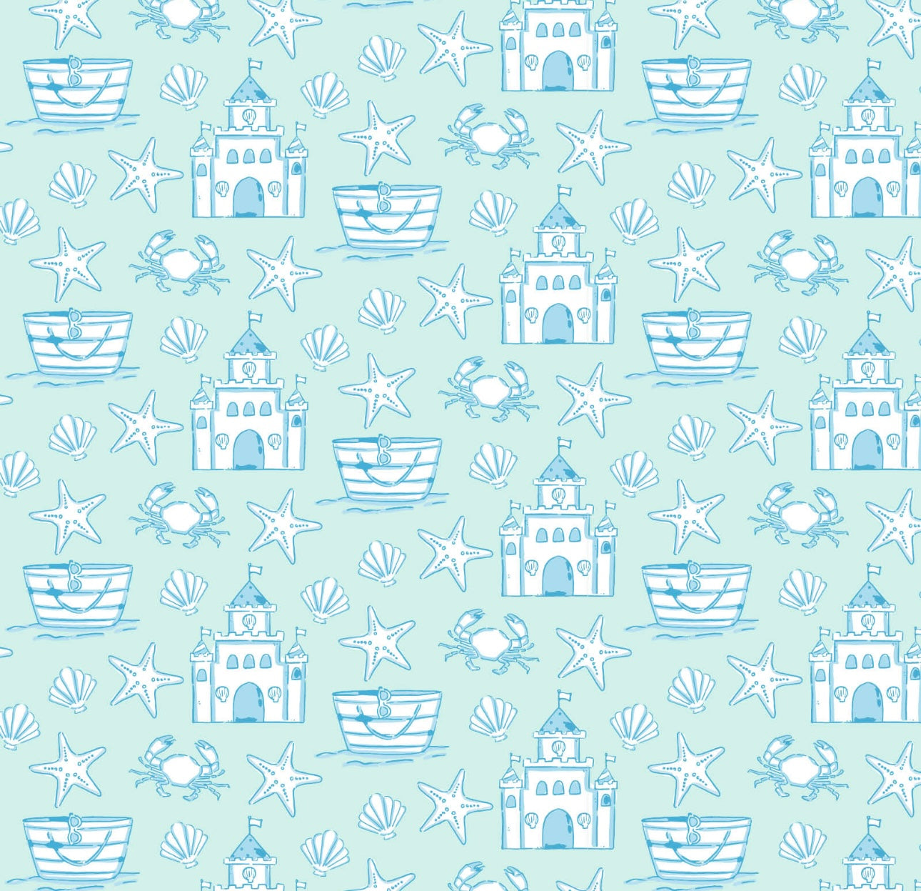 Parker Zip Up Jammies- Sandcastles Blue