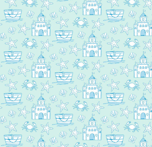 Parker Zip Up Jammies- Sandcastles Blue