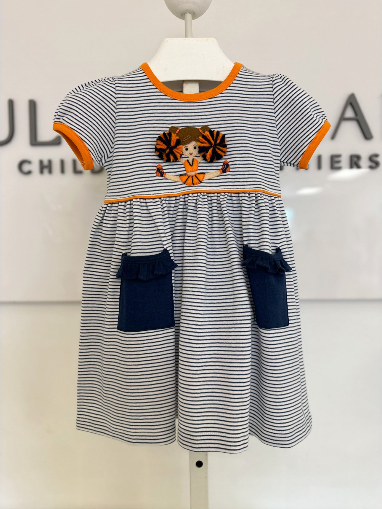 Squiggles Navy/Orange Cheerleader Dress