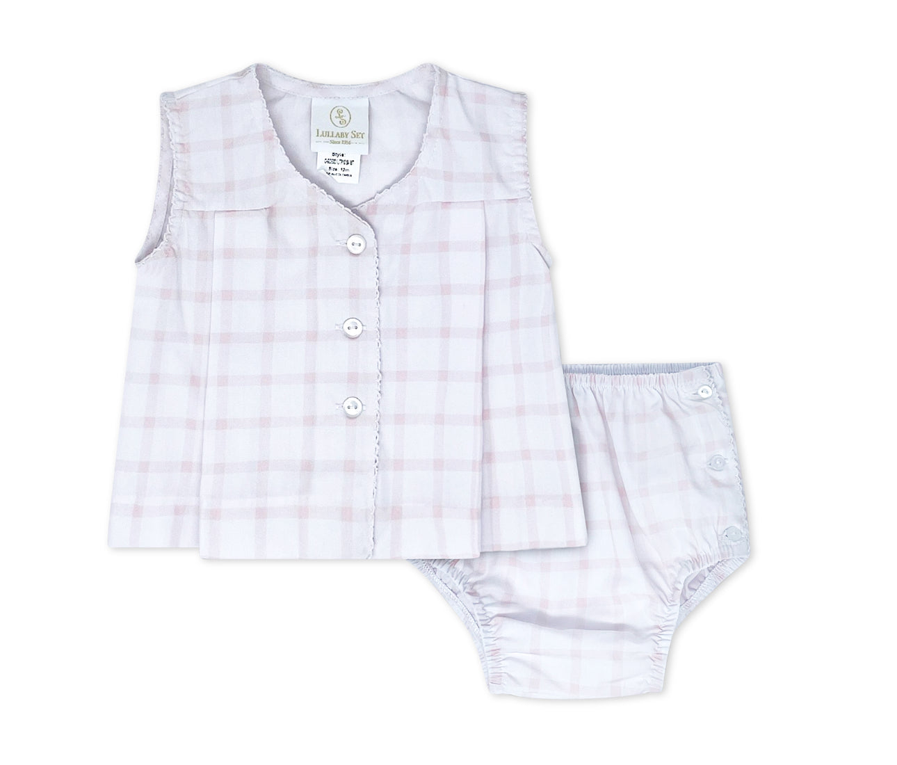 Jill Diaper Set - Wilmington Pink Windowpane