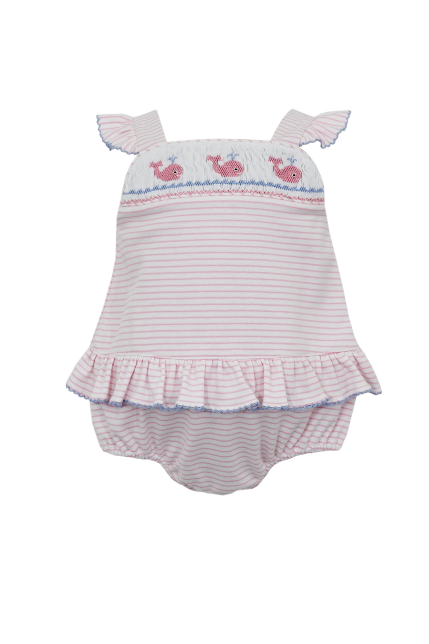 Pink Stripe Whale Sunsuit