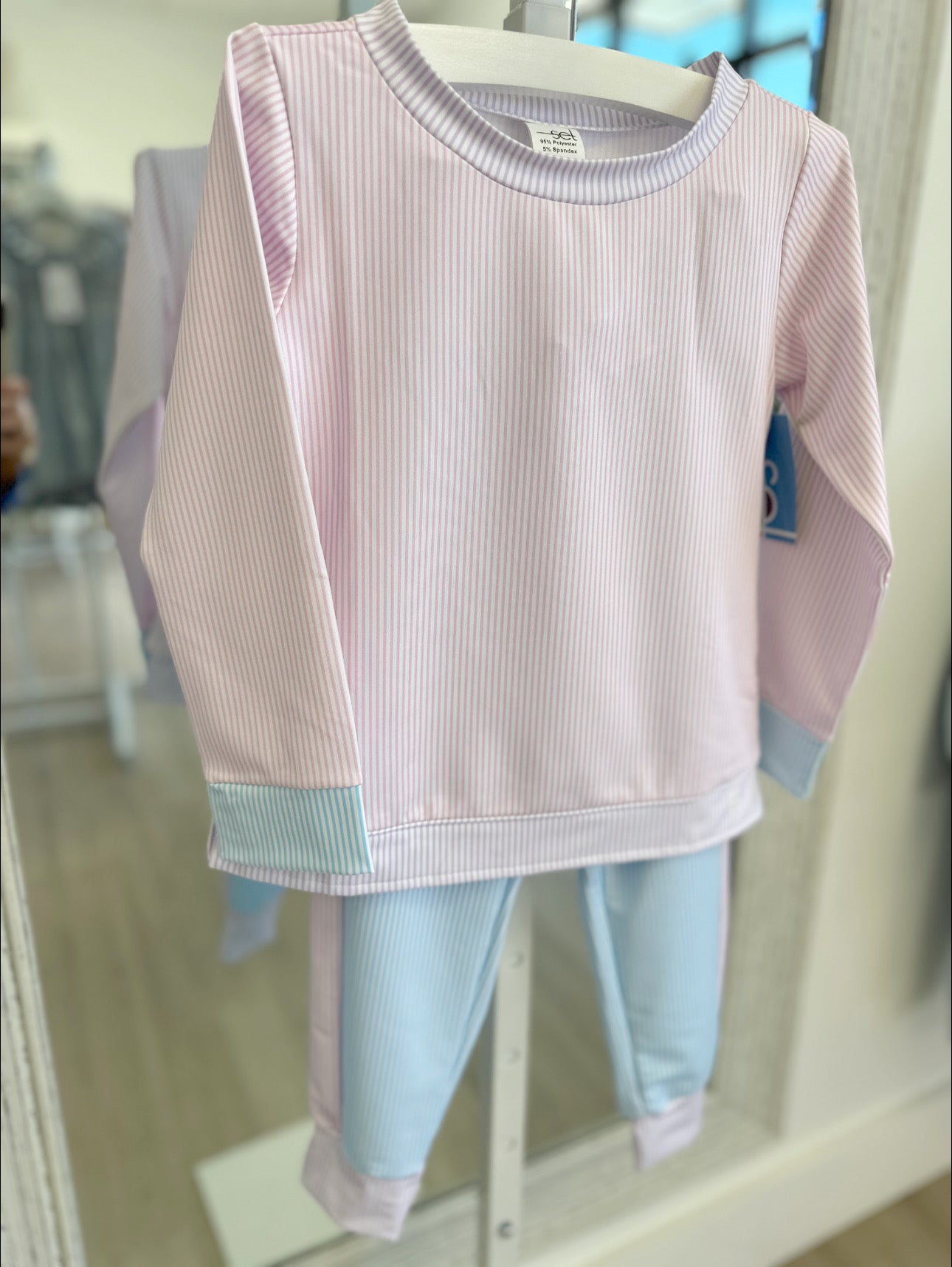 Selena Jogger Set - Cotton Candy Pink Ministripe