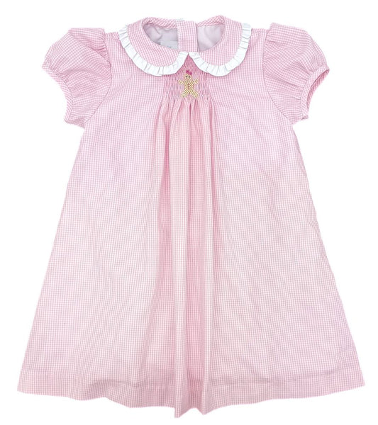 Sage Smocked Dress Pink Gingham, Gingerbread