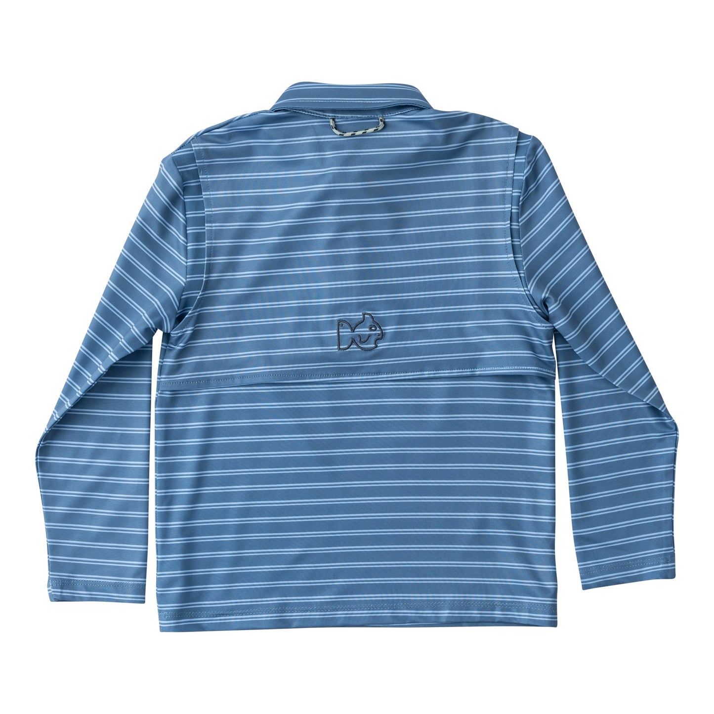 Boys' Long Sleeve Pro Performance Polo - Bluefin and Powder Blue Stripe