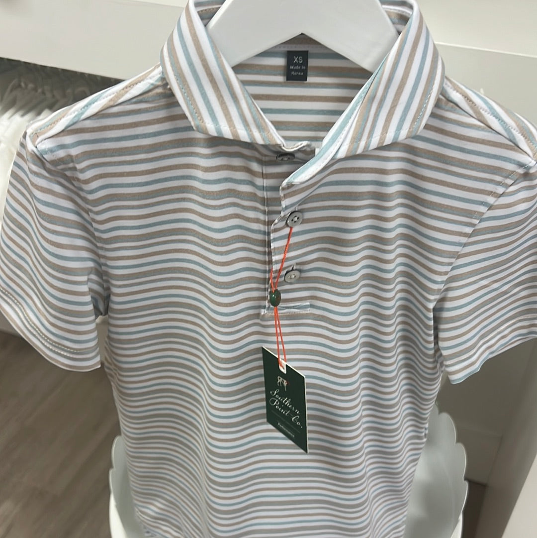 SP-Blue/wh/tan stripe Polo