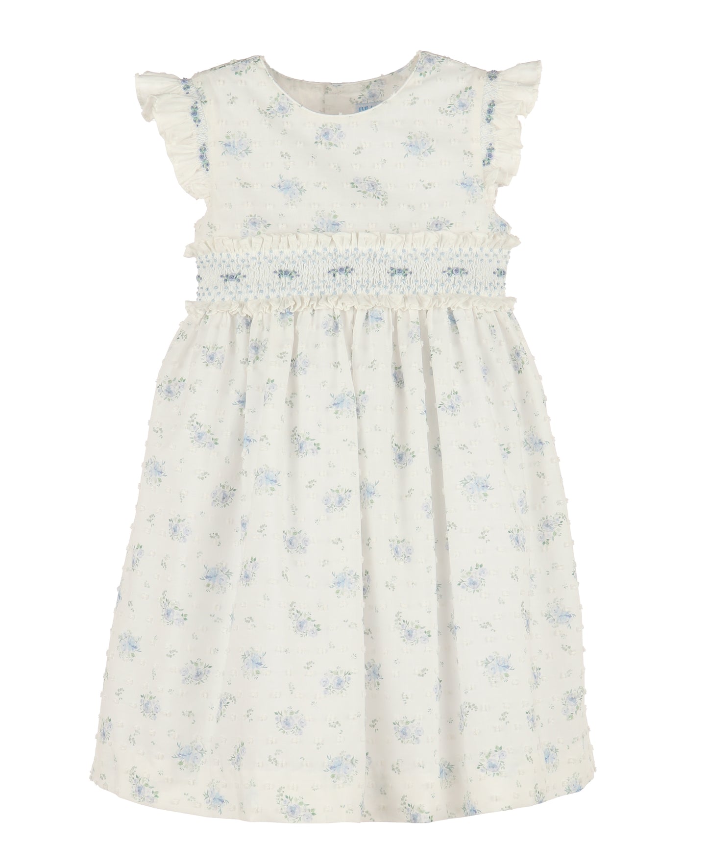 Swiss Floral Flutter Dress,  Blue