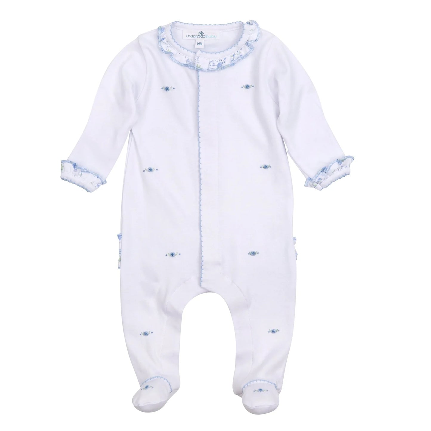 Skylar's Classics Sky Blue Scattered Ruffle Footie