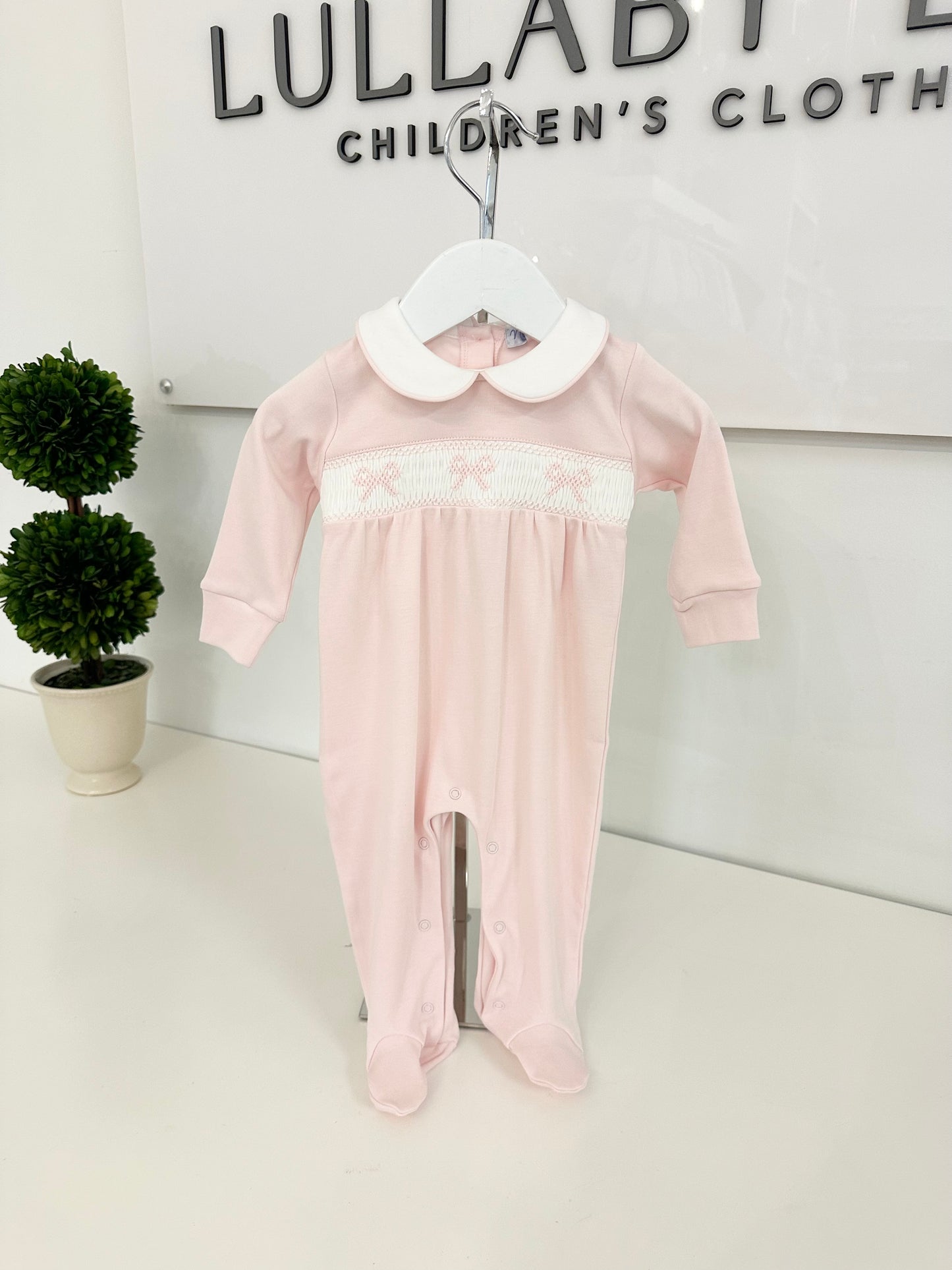 Nella Pima-Bow Smocked Footie