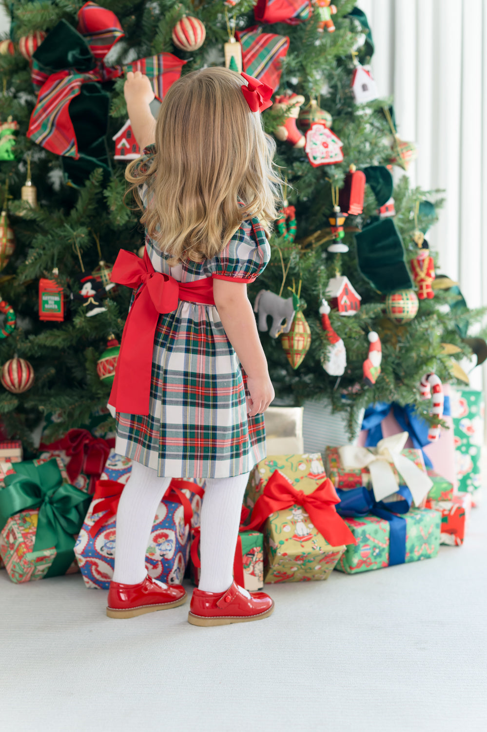 Cindy Lou Sash Dress - Aiken Place Plaid/Richmond Red