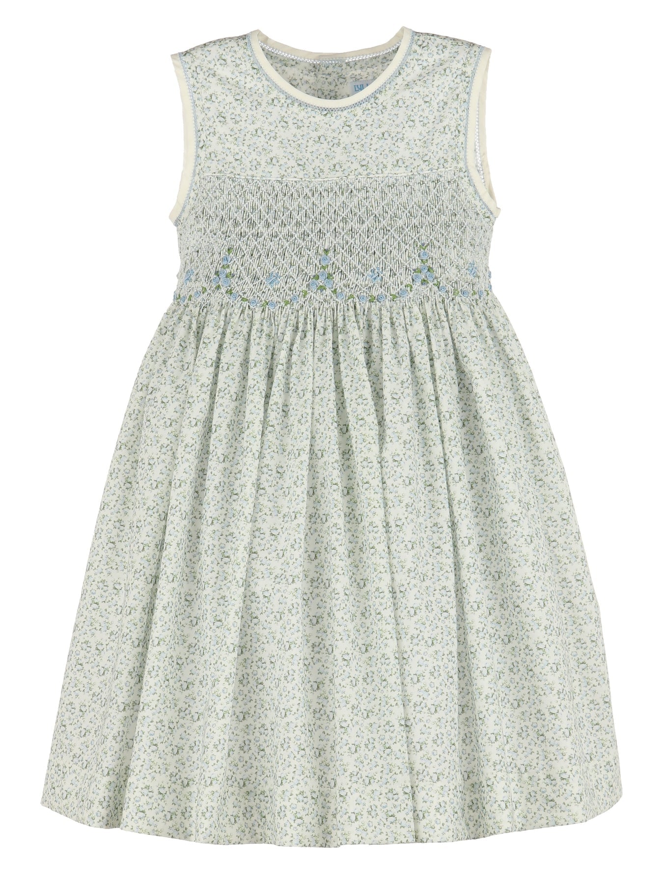 Tea Roses Smock Dress - Blue