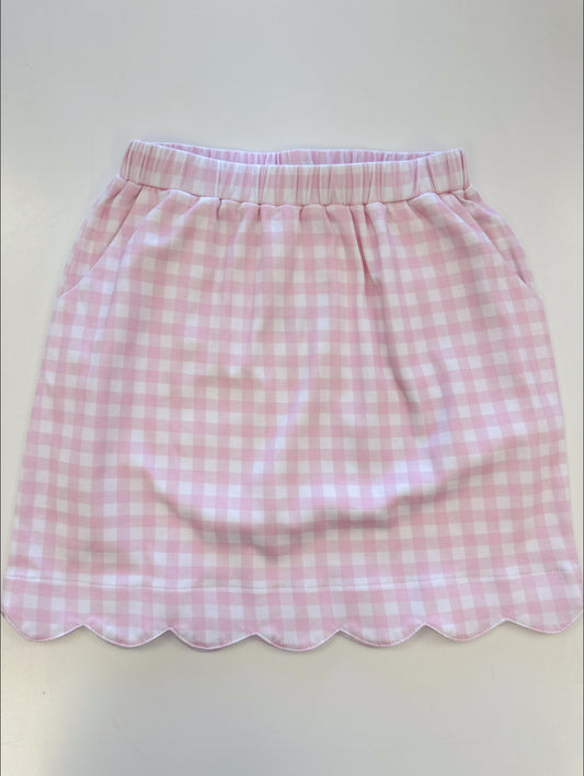 Sophia Scalloped Skirt - Pink Gingham