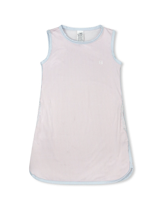 Tinsley Tennis Dress - Cotton Candy Pink Ministripe, Pure Coconut