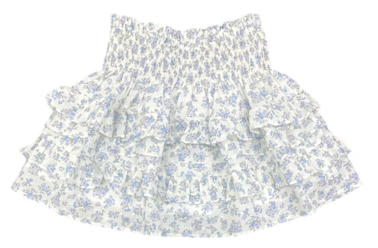 Smocked Skirt, Blue Floral Swiss Dot BE