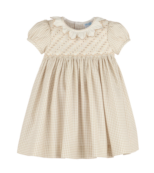 Cottagecore Smocked Dress-Beige