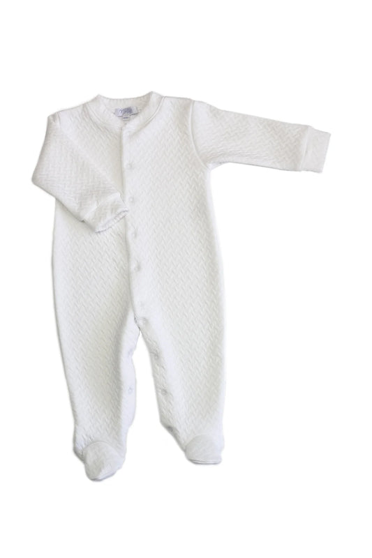 Basket Weave Footie- White