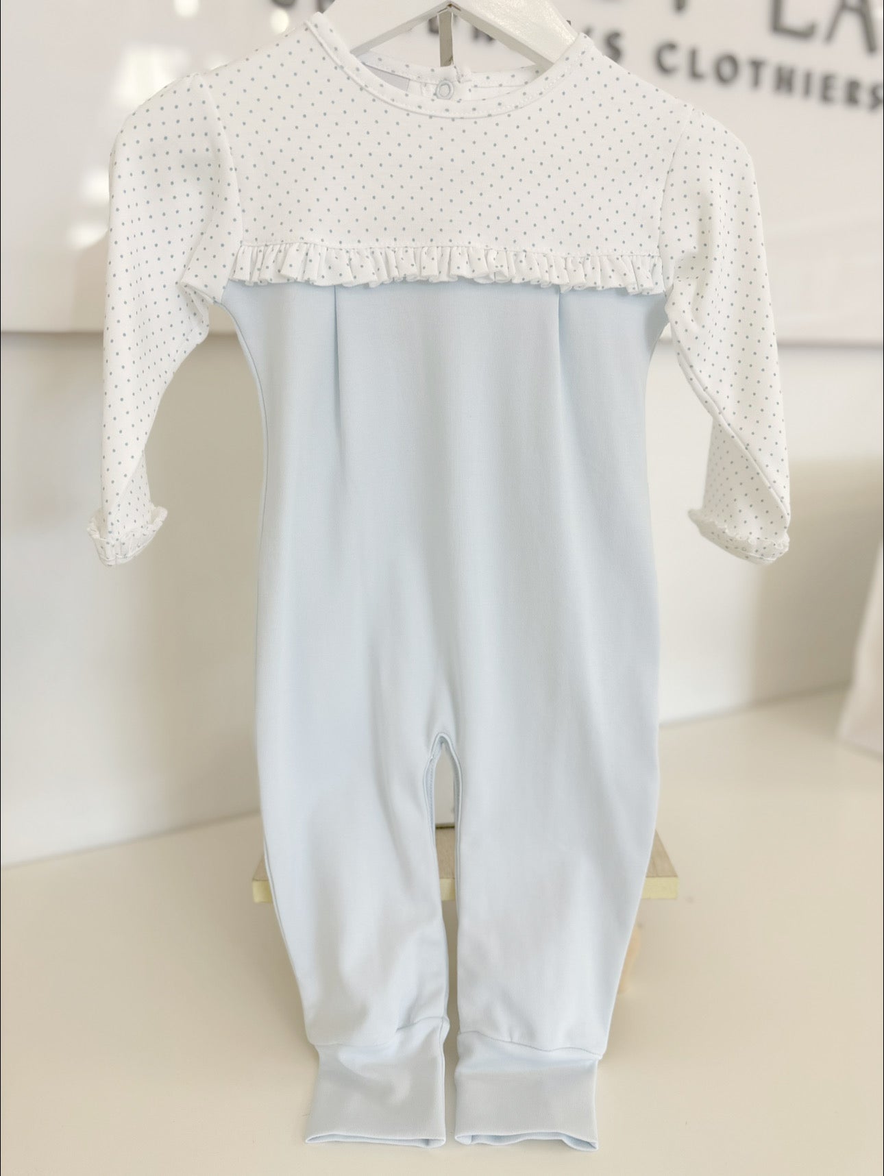 Squiggles-Blue Dot Girls Romper