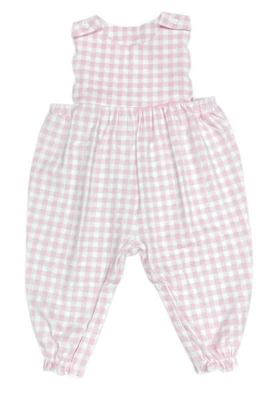 Savannah Scalloped Longall - Pink Gingham