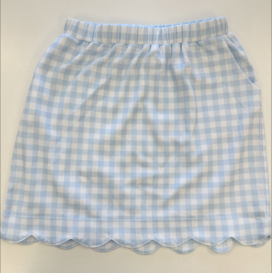 Sophia Scalloped Skirt - Blue Gingham