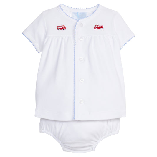 Pinpoint Layette Knit Set - Fire Truck