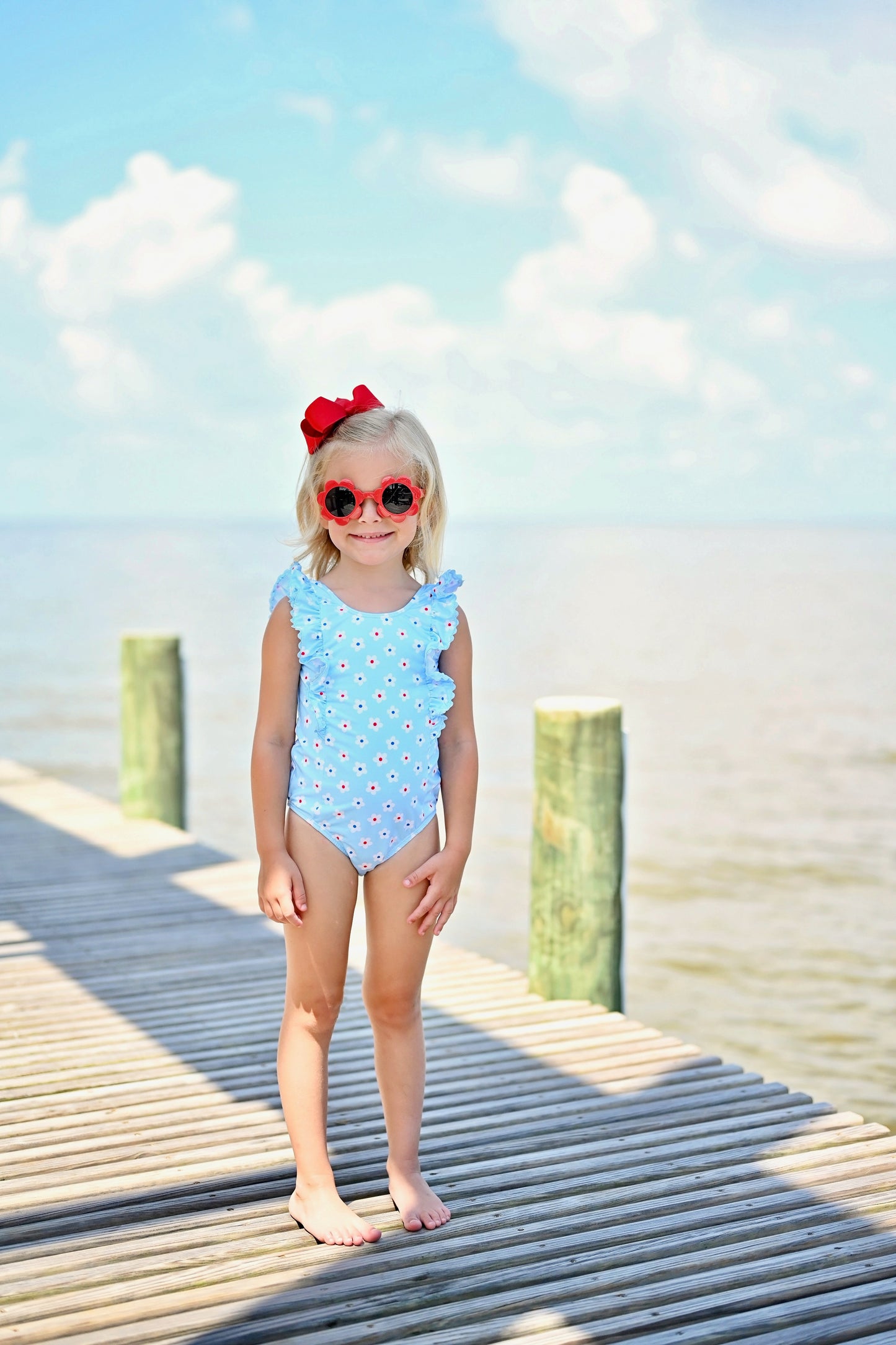 Loren One Piece Swim-Patriotic Daisy