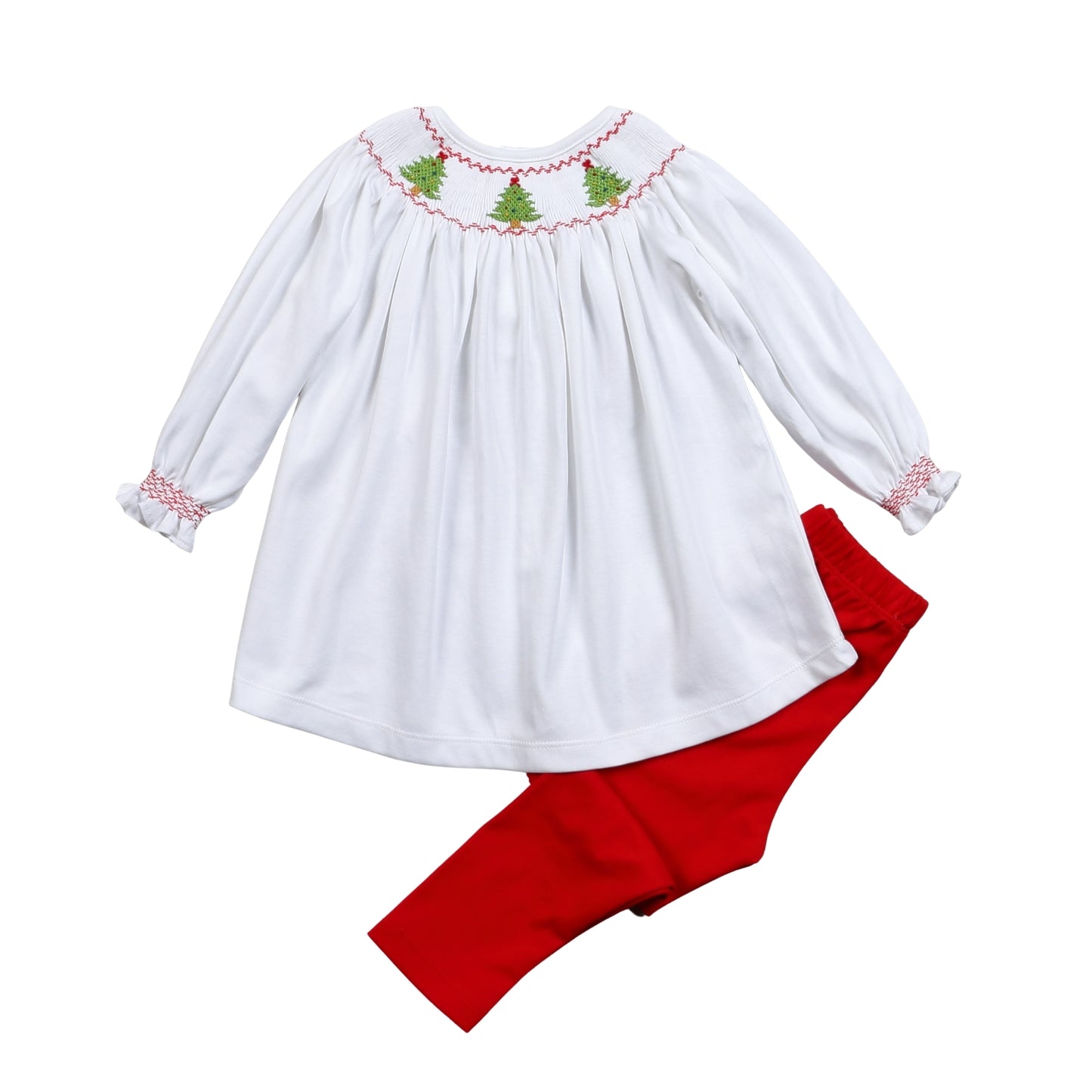 Christmas Trees Hand Smocked Pima Leggings Set