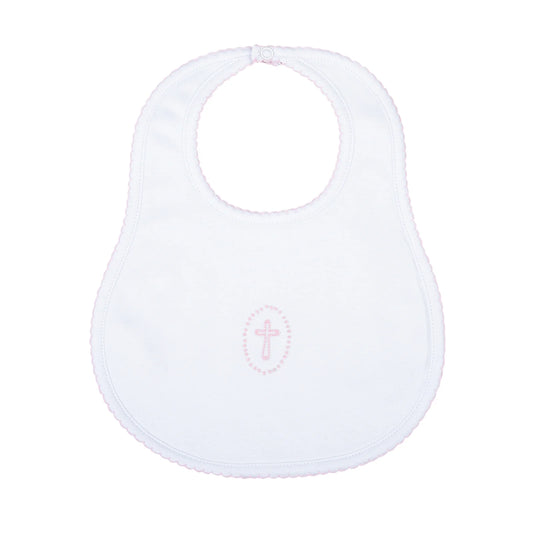 White Bib With Pink Cross